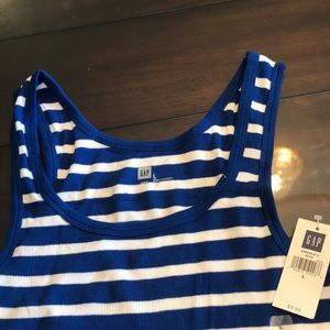 GAP Blue Striped White Tank Top (New) Large